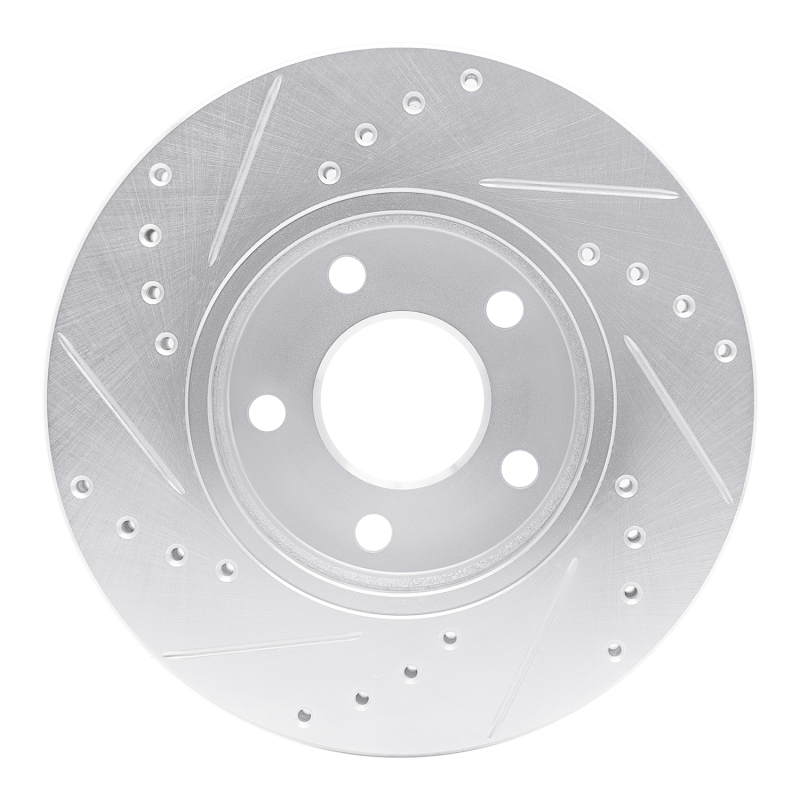 Chevrolet Malibu Brake Rotor (1) - Front Right - R1 Concepts - Drilled & Slotted - Silver - `04-`08